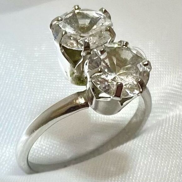 SS# Double Round  Sz.6  Simulated Diamond & Sterling 925 Silver Ring - Picture 6 of 9